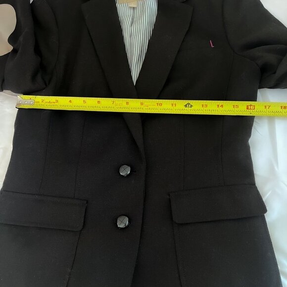 Banana Republic Black Wool H acking Jacket Blazer Sz 8 Tall Black Elbow patches - Picture 11 of 14